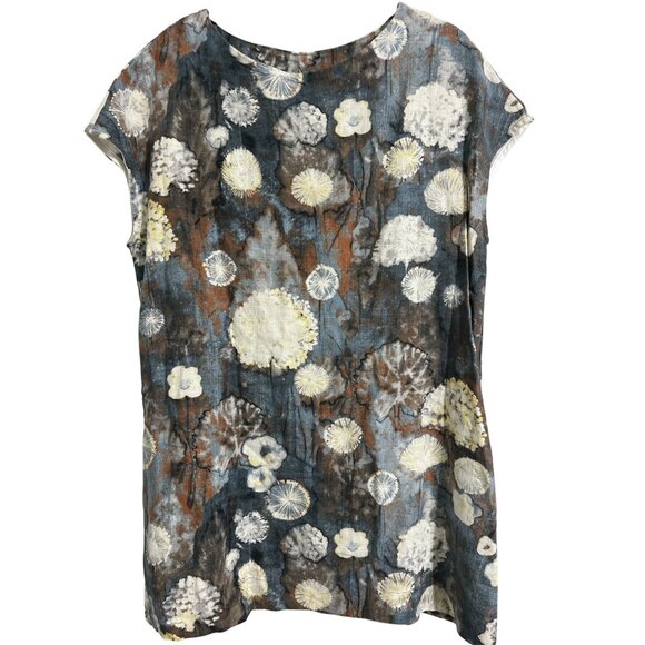 Bryn Walker Ansel Tunic Top Burdock Blue Floral Linen Blend Small - Picture 2 of 13